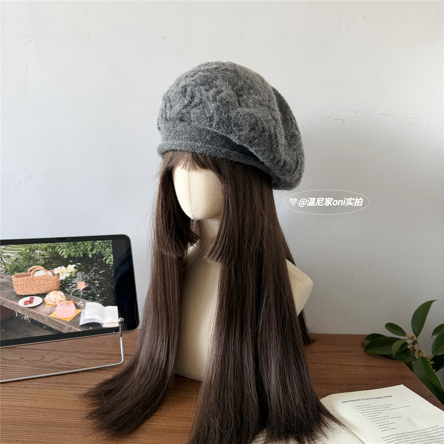 文艺女孩~手工钩花立体花纹复古羊毛针织贝雷帽女冬大头围画家帽