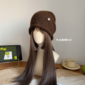 慵懒松弛感 小脸冷帽 卷边好戴咖色堆堆帽女冬显脸小套头帽潮