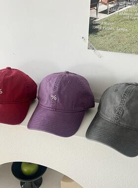 微醺酒红~复古软顶%刺绣棒球帽简约春夏新款大头围显脸小鸭舌帽潮