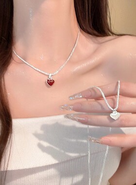 法式爱心吊坠项链女款新款轻奢小众设计级感甜美锁骨链颈链