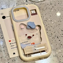 适用iPhone16promax手机壳新款可爱西高地苹果16带支架15pro全包防摔14透明硅胶13高级感女12小众11外保护套
