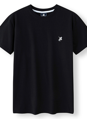 新款外贸出口美国T恤男短袖夏季黑白色学生宽松薄款半袖男士衫