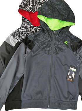 美国潮牌 运动休闲男童外套 中大童春秋款拉链连帽上衣夹克