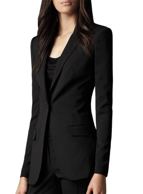 外滩风尚职业中长小西装女春秋上衣外套气质修身商务西服女06338