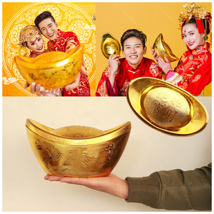 影楼古装拍照道具仿真塑料金元宝橱窗摆件婚纱摄影中国风拍摄用品