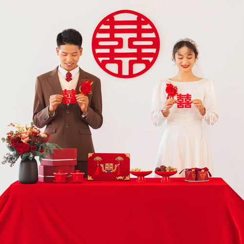 古装中式中国风婚纱摄影喜字杯子
