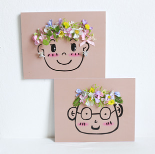 卡通头像粘花造型手拿板子婚纱照小清新拍照道具外景旅拍手举牌子