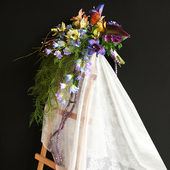 婚纱摄影拍照道具新娘紫色瀑布手捧花外景园林风婚纱照仿真花束