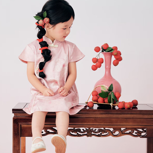 儿童摄影古风长安的荔枝粉色主题拍照道具粉色花瓶仿真荔枝摆件