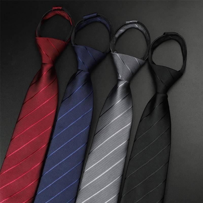 西装拉链领带男士学生新郎商务8cm宽手打免打一拉得正装衬衫职业