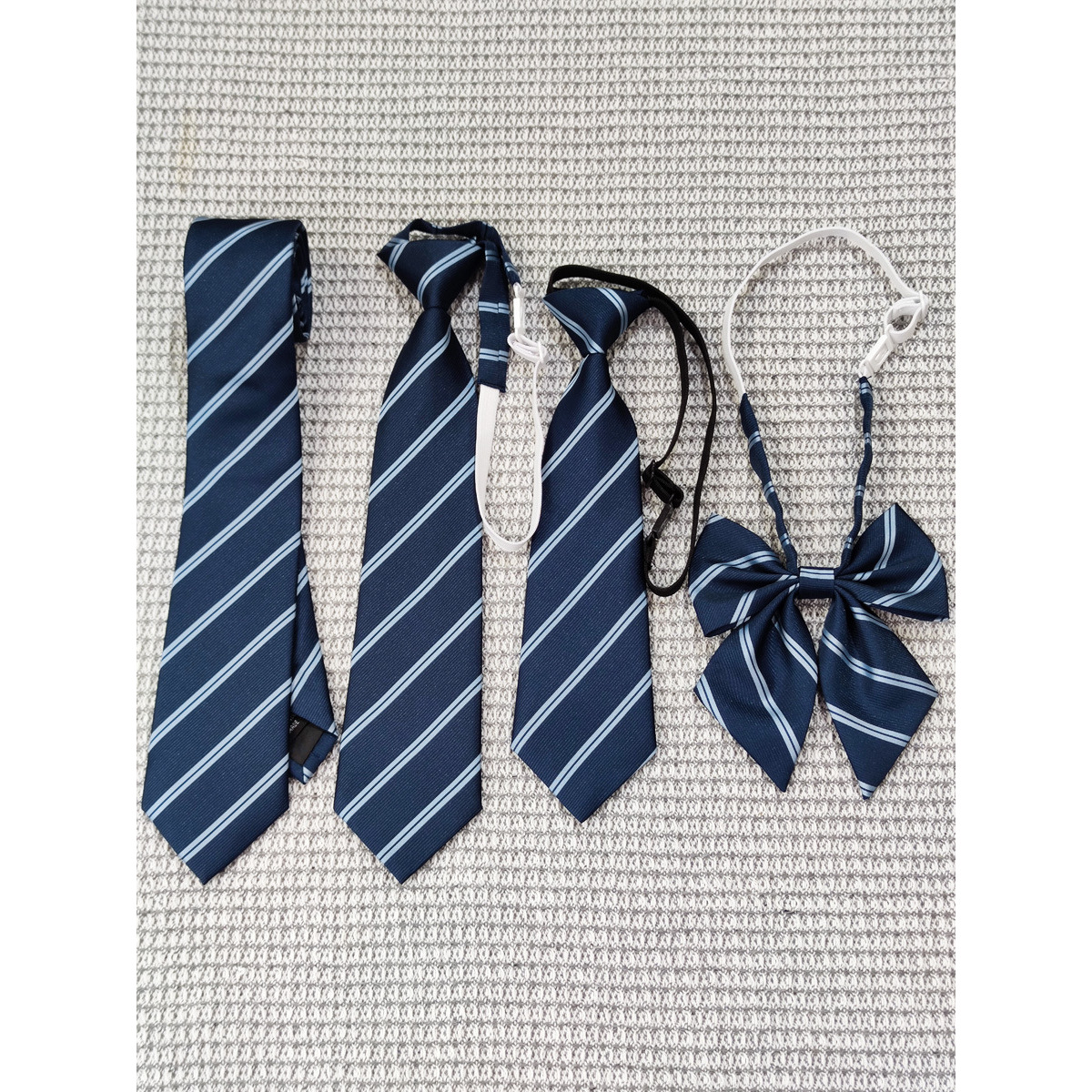 藏青金绀金JK日系手打免打领带男女生学院风ins条纹学生毕业