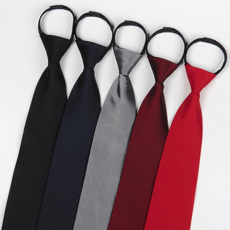 职业商务正装懒人拉链领带10cm宽行政黑色领带男士易拉得结婚红色