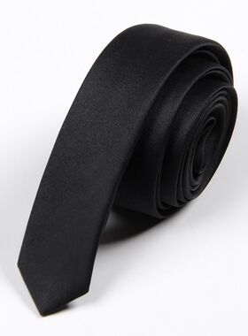 领带女士男3CM超窄韩版纯黑色衬衫装饰搭配学院风日系手打细