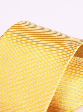 8cm黄色拉链领带男士正装商务结婚新郎金黄色一拉得领带