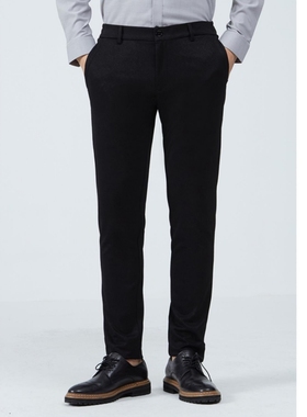 20CXK90701利家男装春款正品商务休闲裤黑色中腰小脚条纹弹力男裤