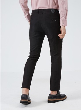 20CXK90801利家正品春夏款高端精品时尚休闲裤黑色中腰小脚弹力潮