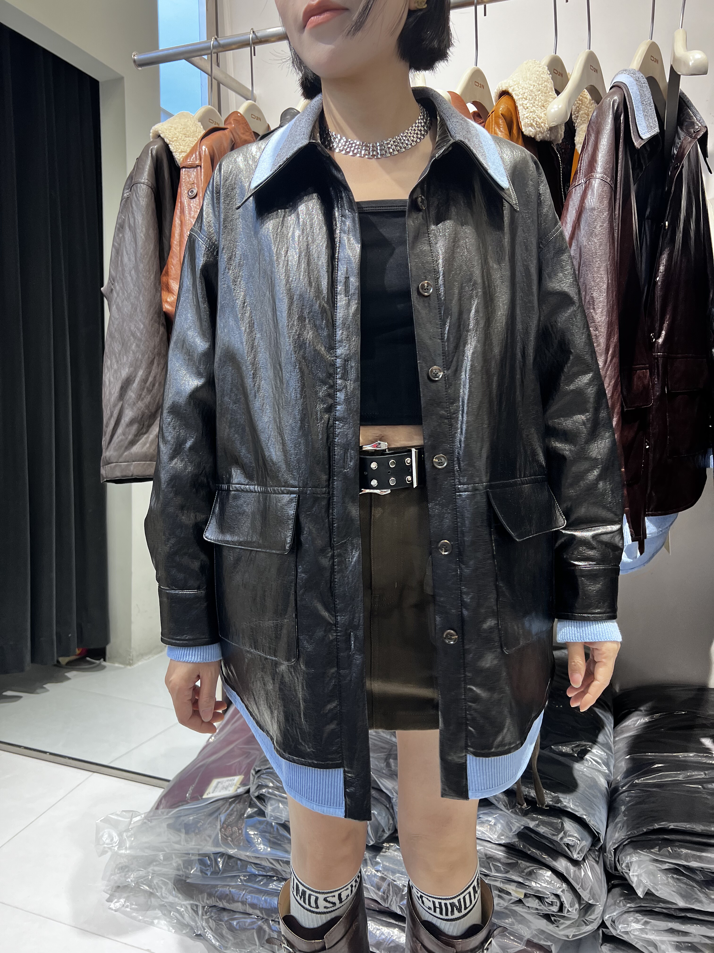 韩版翻领中长款皮衣鹅绒外套女2025冬新款时尚加厚慵懒风港风上衣