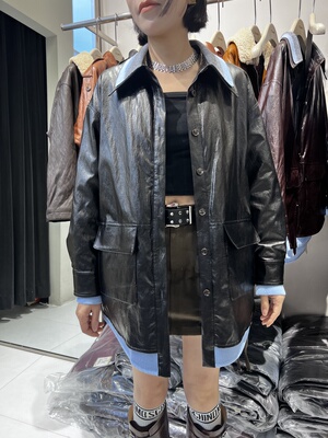 韩版翻领中长款皮衣鹅绒外套女2025冬新款时尚加厚慵懒风港风上衣