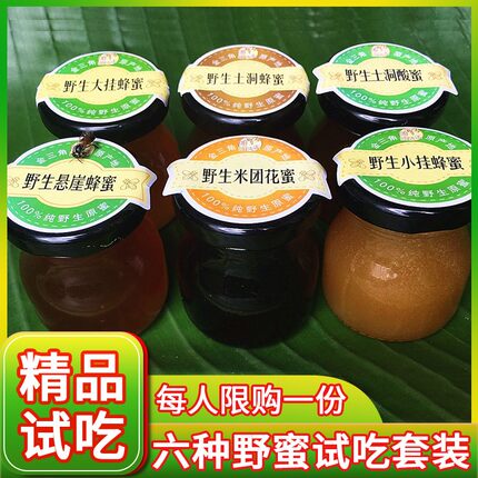 6种云南野生蜂蜜精品试吃套餐酸蜜米团花黑蜜崖蜜小挂大挂土洞蜜