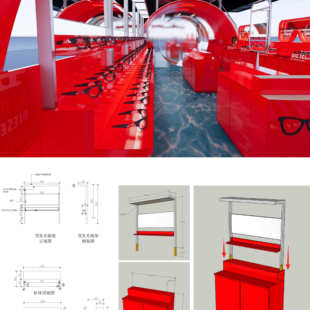 成都快闪店搭建定制展柜亚克力展示架红色烤漆陈列柜商业展示柜