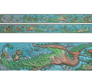 双凤牡丹精雕图古建筑祠堂石雕彩眉长条浮雕横排双凤呈祥吉祥如意