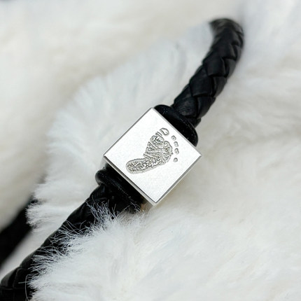 定制999银宝宝照片手脚印手链简笔画刻字转运珠老公男女情侣礼物