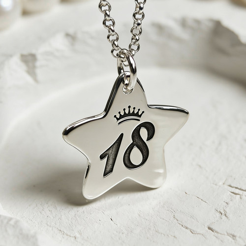 18岁成人礼五角星刻字项链