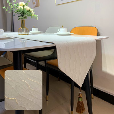 奶油色现代简约风餐桌旗布新中式茶几电视柜长条布轻奢高级感餐垫