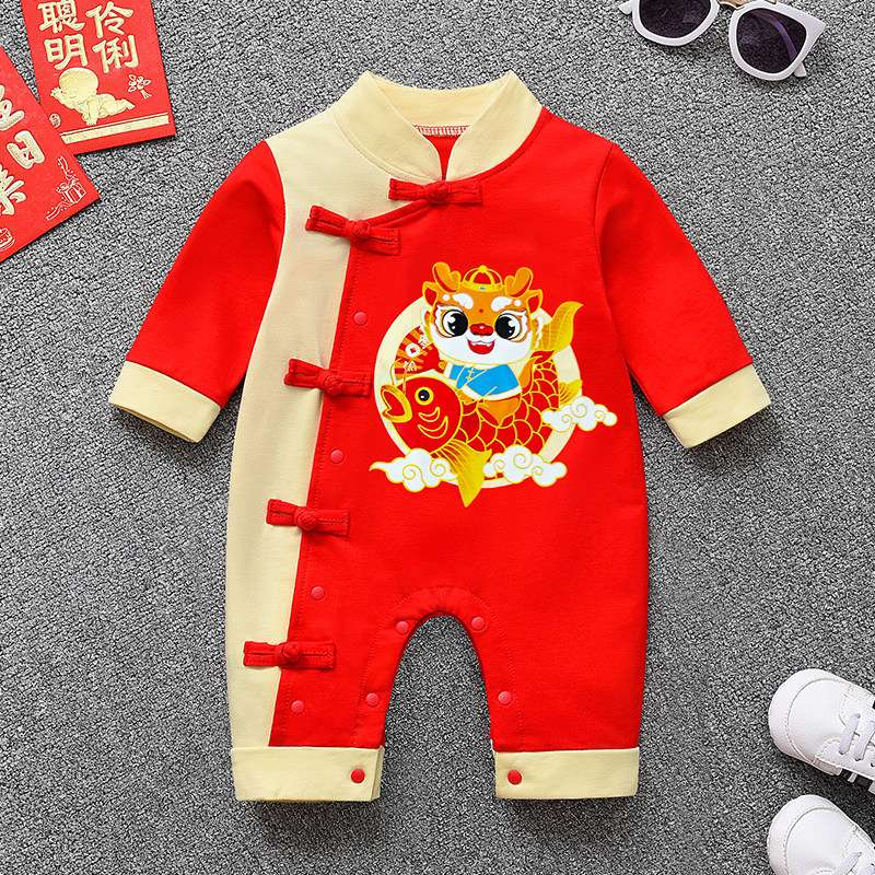 龙宝夏季婴幼儿新生满月服男童夏天礼服男宝宝百日宴连体衣服秋装
