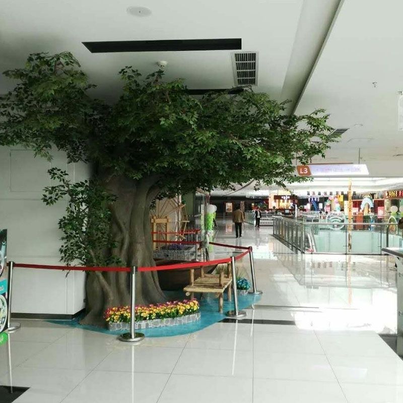 仿真榕树叶子森系手工制作商场地面清新绿色植物落地摆件仿真植物