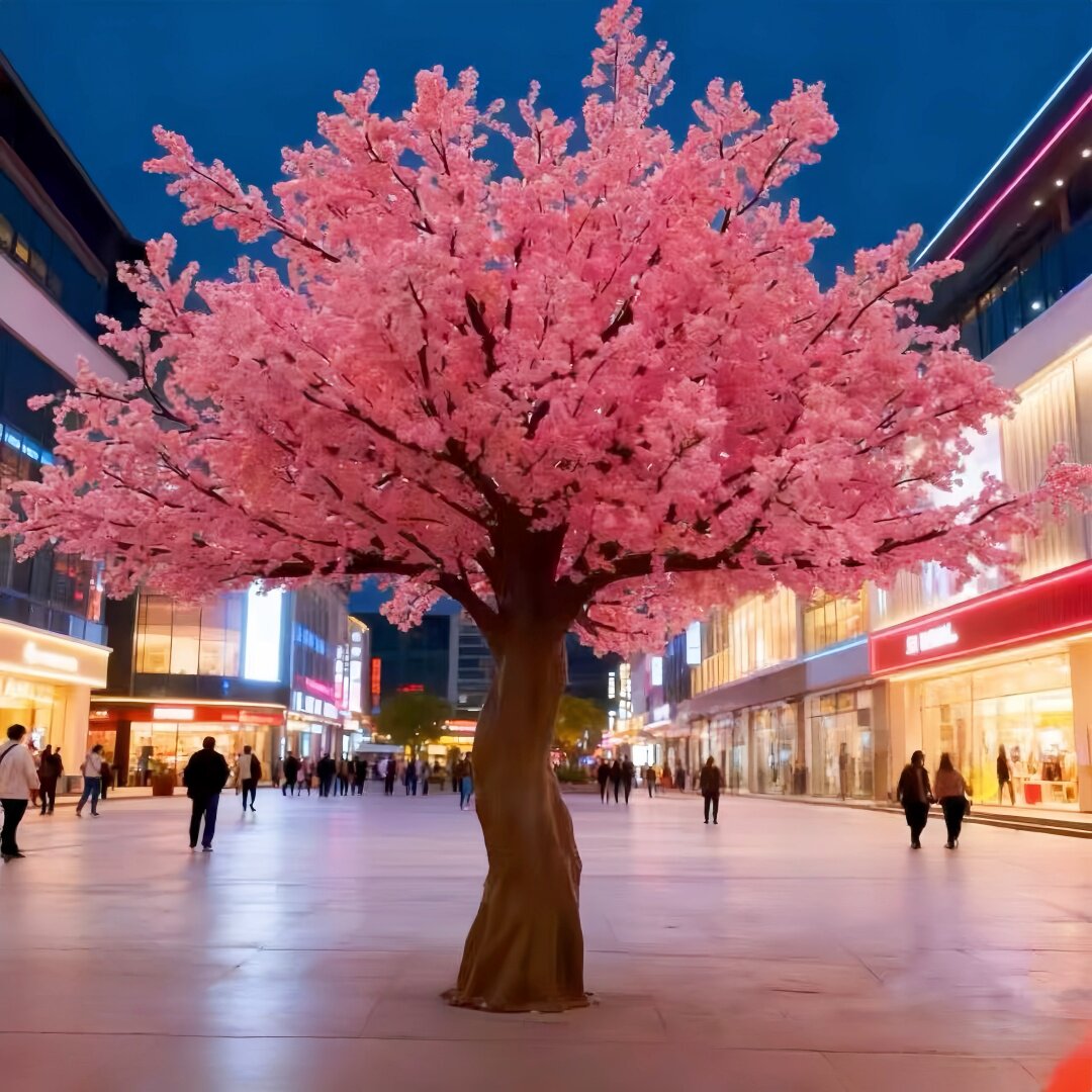 仿真樱花树大型户外装饰网红树粉色现代简约商用可定制假山造景