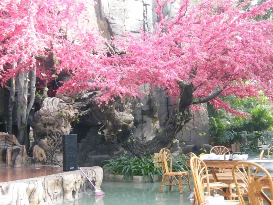 仿真樱花树大型户外景观树大型室内装饰树演出道具树水泥树溶洞造