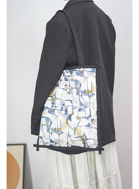 upgranule 油画包 小众设计师几何印花帆布包女单肩大容量通勤包