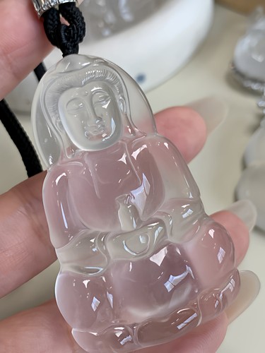 新品纯天然玉石俄冰白冰高冰玻璃种黑刚高货毕业观音裸石接定制