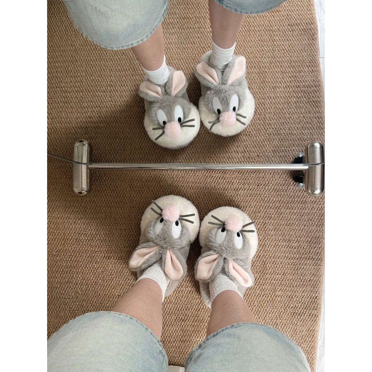 兔八哥棉拖鞋女冬季厚底防滑毛绒居家棉拖/棉鞋