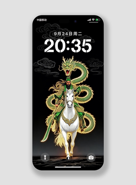 青龙关公关羽武帝手机壁纸招财高清武财神关二爷质感苹果华为锁屏