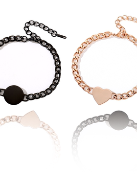 跨境欧美新款不锈钢手链古巴链手链激光雕刻金属手链空白无字材料