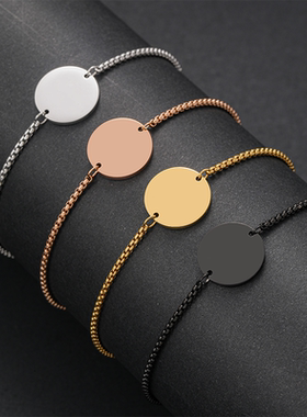 不锈钢内孔圆形手链欧美跨境珍珠链手链空白材料节日礼物手链批发