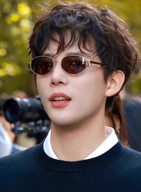 王安宇同款个性椭圆框墨镜男女款