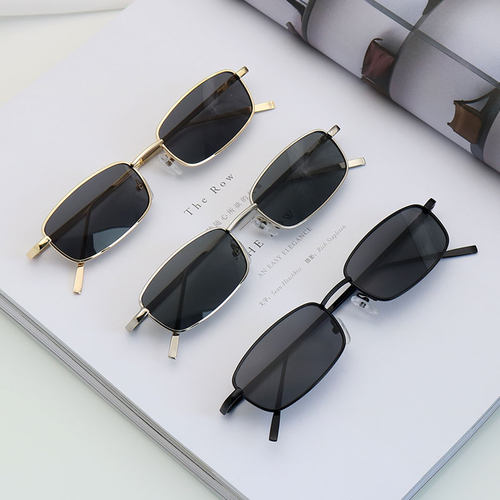 港风窄框复古小框长方形墨镜男女