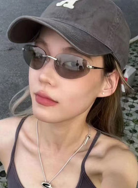 个性法式无框眼镜清女冷高级感