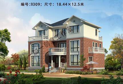 三层别墅设计图纸新农村自建房施工图二层半复式图纸效果图全套