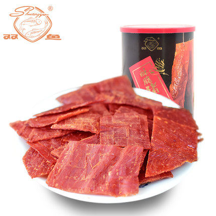 新品双鱼猪肉脯酥脆118g*2罐装靖江特产猪肉铺猪肉干散装碎片零食