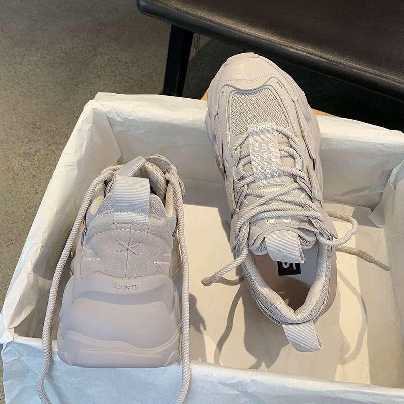 ulzzang黑色老爹鞋女ins潮显脚小厚底增高重工百搭休闲运动鞋