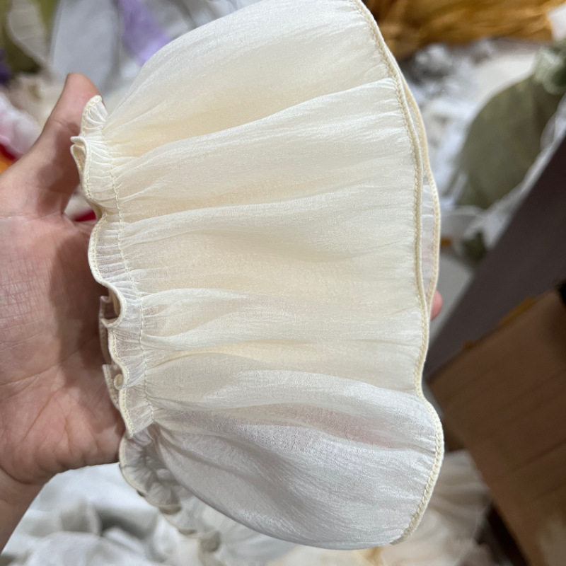 高档褶皱花边辅料diy服饰装饰娃娃衣荷叶边下摆加长加宽窗帘花边