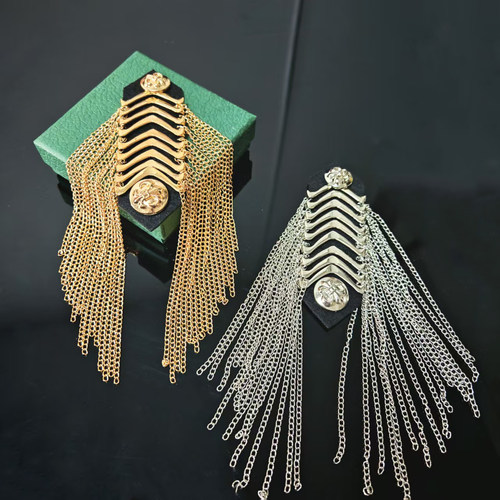 欧美风金属流苏链条肩章布贴DIY西装外套礼服Cos表演服肩膀装配饰