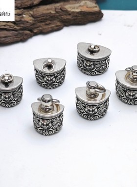 纯铜虎头套挂件复古项链猪牙套镶嵌旋转式手工男士吊坠复古风包邮