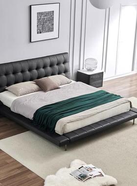 代现简约真床家用卧意式极简床20B22323新款网红轻奢1.皮8双人主