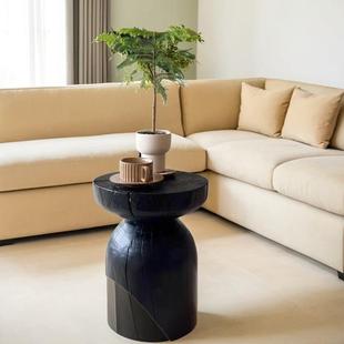 侘寂风碳原木实木墩子咖啡茶几树桩底座21312民摆宿客厅化小边几