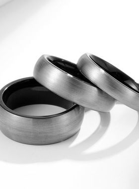 亚马逊4 6 8毫米弧形沙面钨钢戒指环简约结婚求婚钨金对戒手饰品